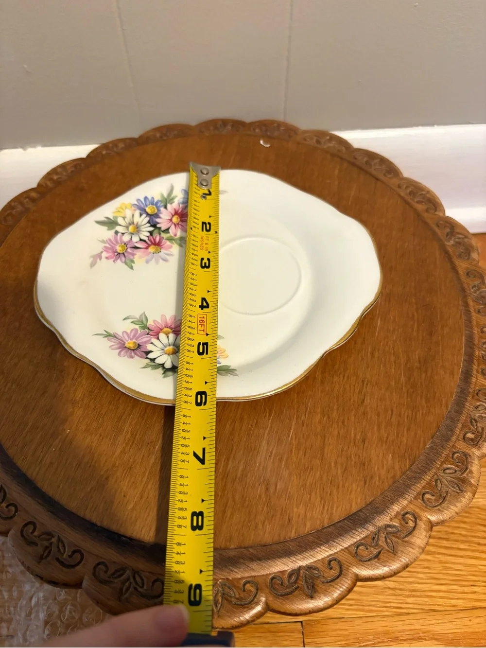 Vintage Royal Stewart Floral White Tea Saucer with Gold Trim